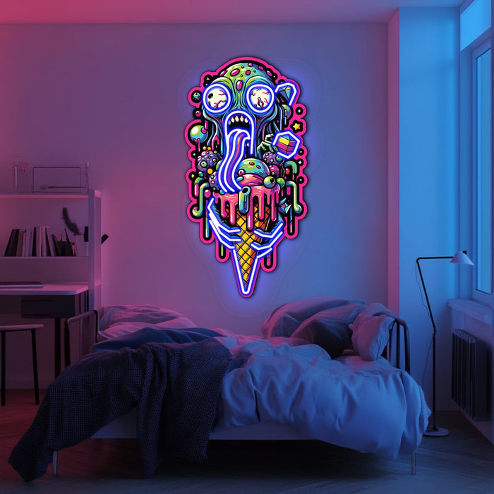 UV Printed Zombie Ice Cream Neon Wall Art- LV0060