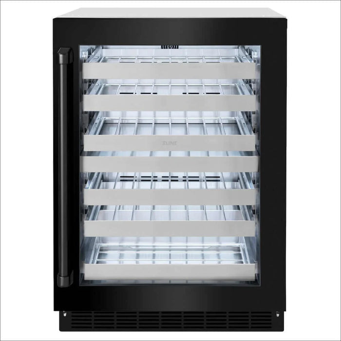 ZLINE 24" Touchstone Dual Zone 44 Bottle Wine Cooler Black Stainless Steel Glass Door RWDO-BS-24