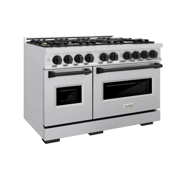 ZLINE 48" Dual Fuel Range, Gas Cooktop, Electric Convection Oven Stainless Steel, Matte Black CDRZ-48-MB