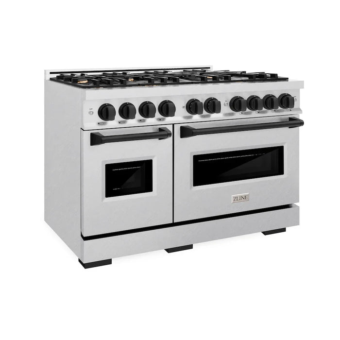 ZLINE 48"Classic Gas Range, Convection Gas Oven, DuraSnow® Stainless Steel, Matte Black CGRSZ-48-MB