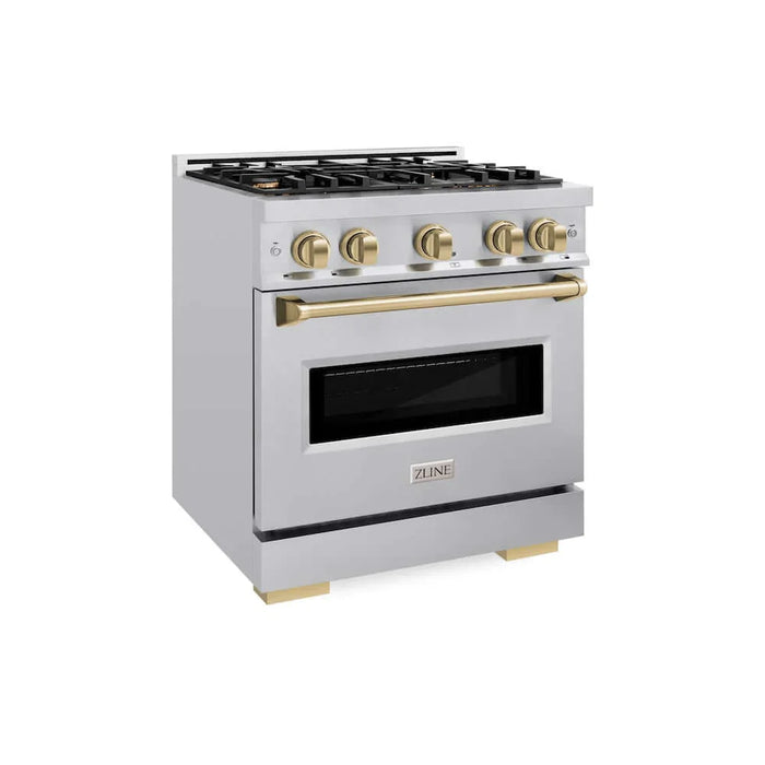 ZLINE 30" Classic Gas Range, Convection Gas Oven Stainless Steel, Champagne Bronze CGRZ-30-CB