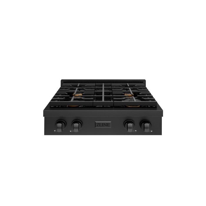 ZLINE 30" Paramount Gas Rangetop Black Stainless Steel Brass Burners SRTB-BR-30