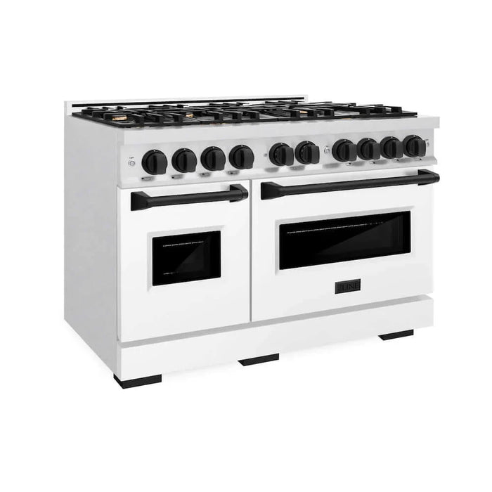 ZLINE 48" Dual Fuel Range, Gas Cooktop, Electric Convection Oven DuraSnow® Stainless Steel, Matte Black CDRSZ-48-MB