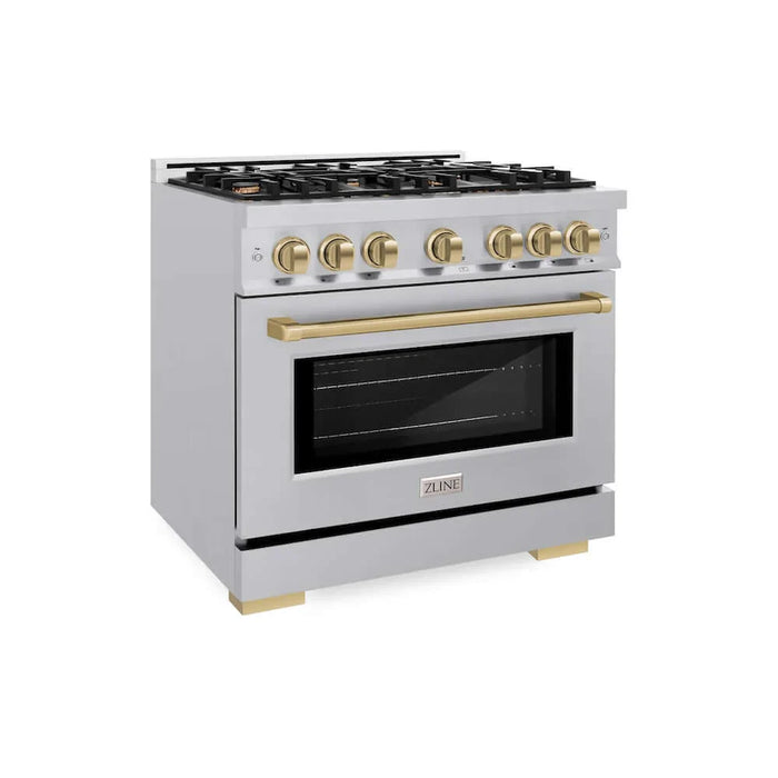 ZLINE 36" Select Gas Range Convection Gas Oven Stainless Steel Champagne Bronze HGRZ-36-CB