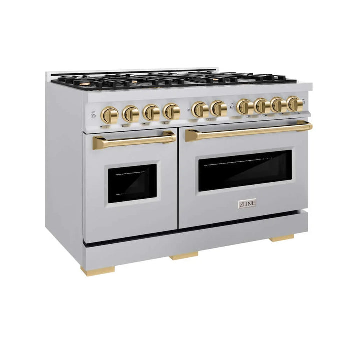 ZLINE 48" Classic Gas Range, Convection Gas Oven Stainless Steel, Gold CGRZ-48-G