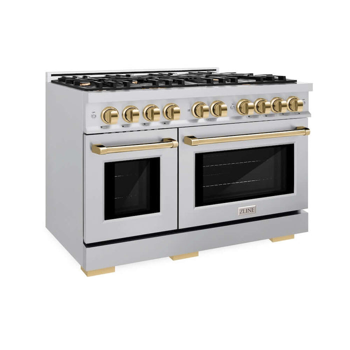 ZLINE 48" Select Dual Fuel Range Gas Cooktop Electric Convection Oven Stainless Steel Gold HDRZ-48-G