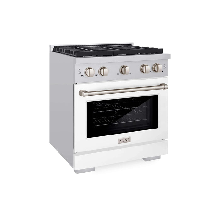 ZLINE 30 In. Gas Range, Stainless Steel, White Matte, SGR-WM-30