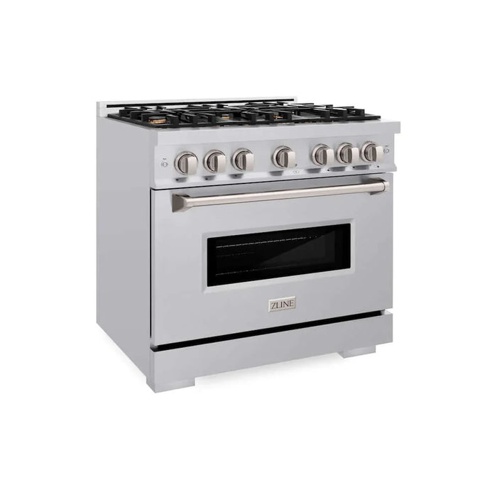 ZLINE 36" Dual Fuel Range, Gas Cooktop, Electric Convection Oven Stainless Steel, CDR-BR-36