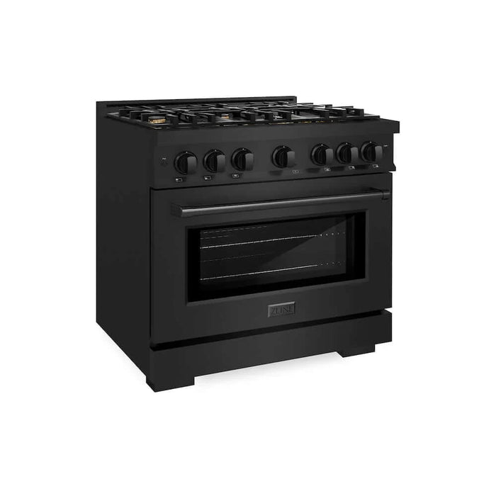 ZLINE 36" Select Gas Range Convection Gas Oven Black Stainless Steel Brass Burners HGRB-BR-36