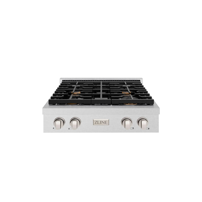 ZLINE 30" Paramount Gas Rangetop DuraSnow® Stainless Steel Brass Burners SRTS-BR-30