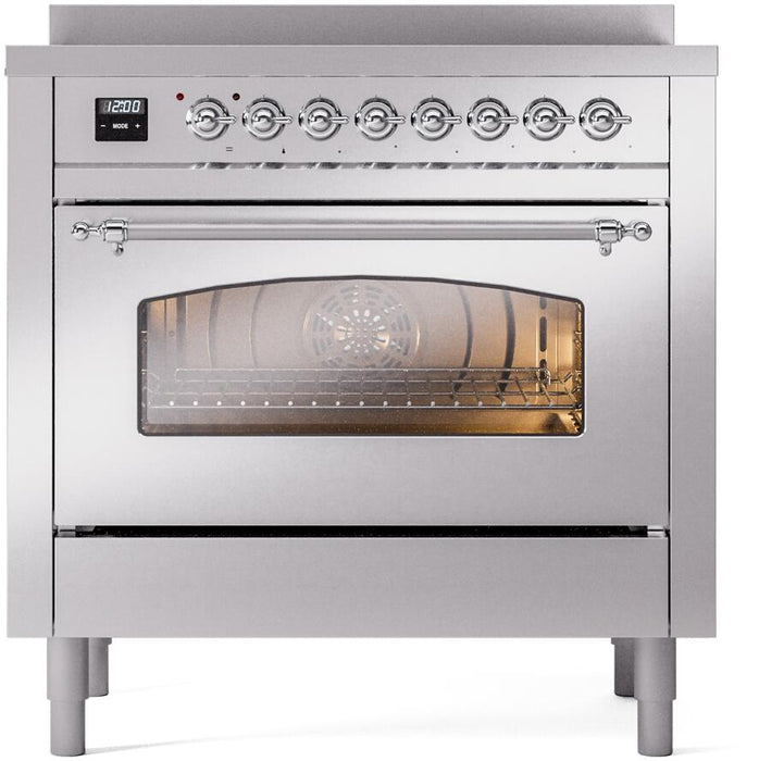 ILVE Nostalgie II 36" Electric Range, Stainless Steel, Chrome Trim UPI366NMPSSC