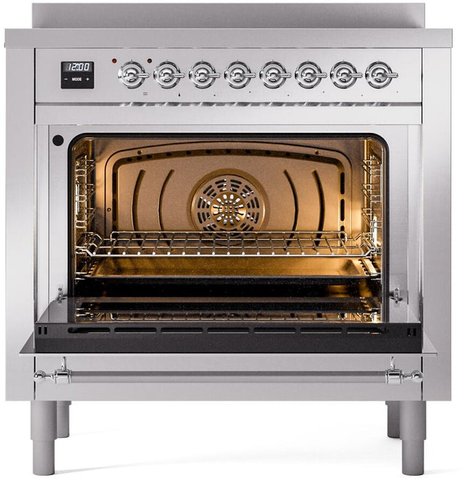 ILVE Nostalgie II 36" Electric Range, Stainless Steel, Chrome Trim UPI366NMPSSC