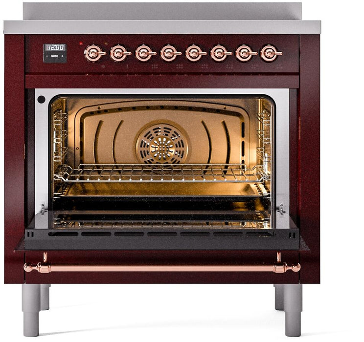 ILVE Nostalgie II 36 " Electric Range, Burgundy, Copper Trim UPI366NMPBUP