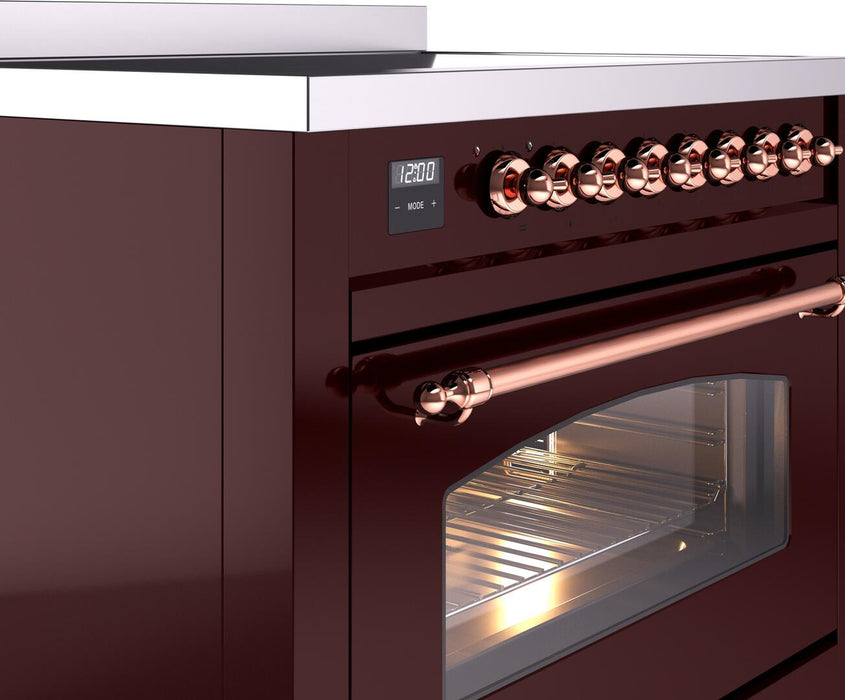 ILVE Nostalgie II 36 " Electric Range, Burgundy, Copper Trim UPI366NMPBUP