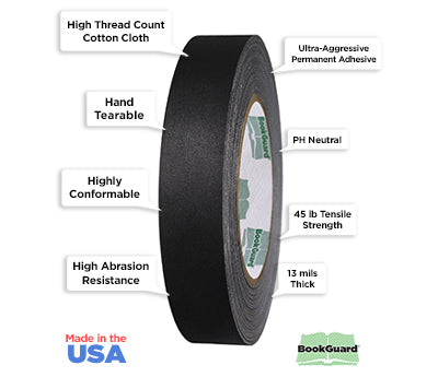 1" BookGuard™ Premium Cloth Book Binding Repair Tape: 30 yds, Black