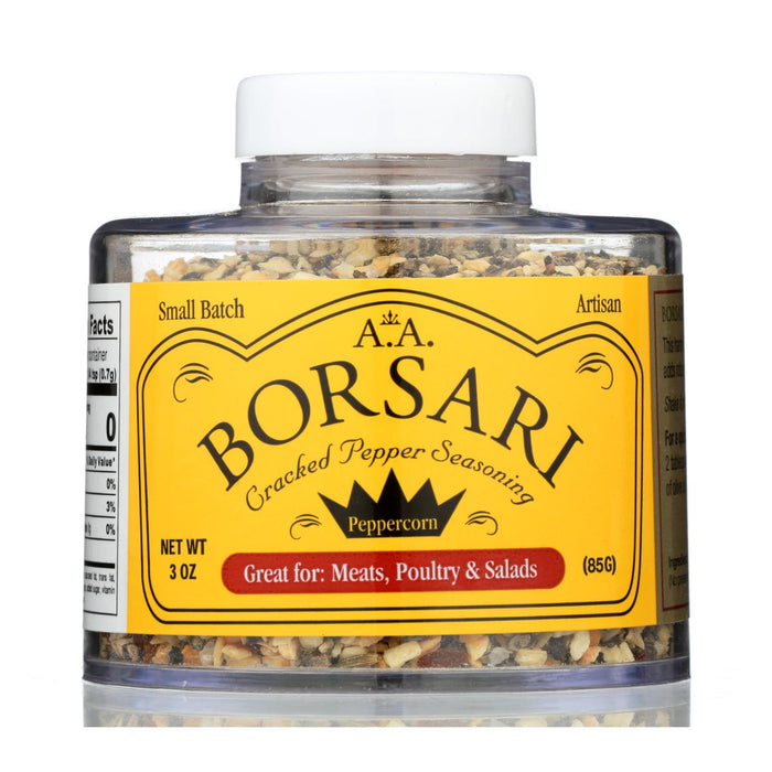Borsari Seasoning Salt Cracked Black Pepper 6-Pack (4 oz Each) - Vegan, Gluten-Free, Made in USA