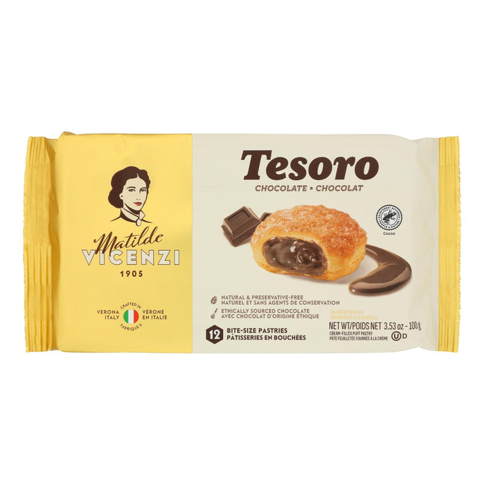 Vicenzi Cky Tesoro Choc Puf Pastry, 10 Count - 3.53 Oz Chocolate Puff Pastries