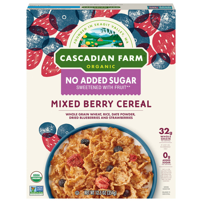 Cascadian Farm Organic Mixed Berry Cereal, 12.5 oz, 10-Count Case