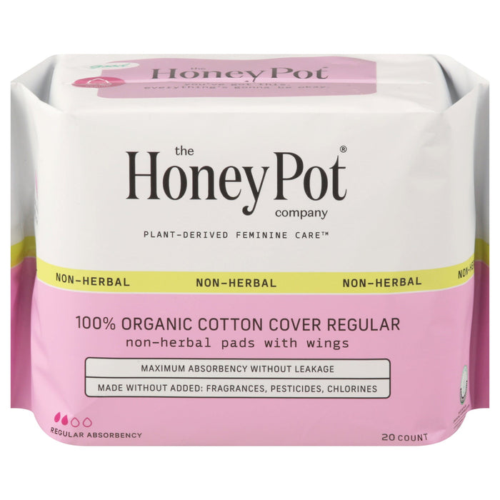 The Honey Pot Regular Absorbency Pads, Non-Herbal - 20 Count