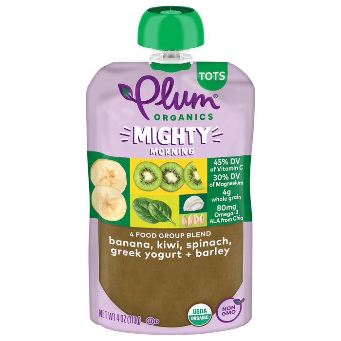 Plum Organics Greek Yogurt Organic Stage 2 Spinach & Kiwi Baby Food, 4 oz Pouches, 12 Count