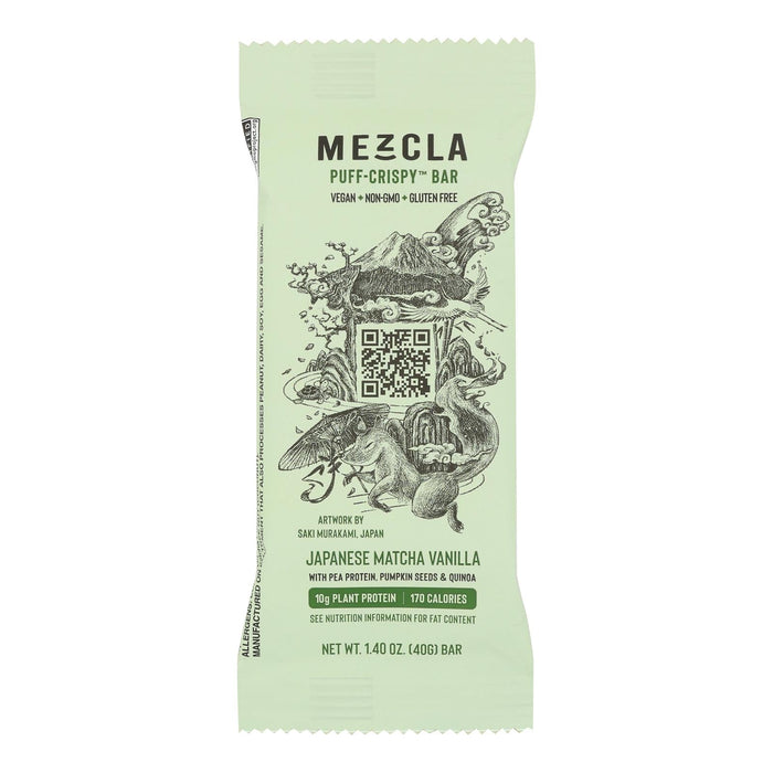 Mezcla Bar: Japanese Matcha Flavor (Pack of 12) - Natural Energy & Focus - 1.4 oz Bars