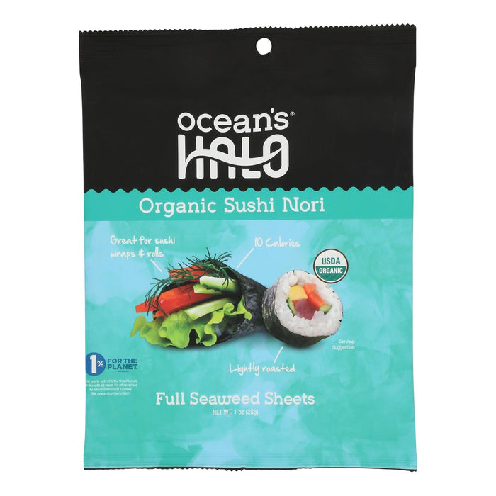 Ocean's Halo Organic Sushi Nori Seaweed Sheets - 1 oz - Pack of 12 - Perfect for Authentic Sushi Rolls