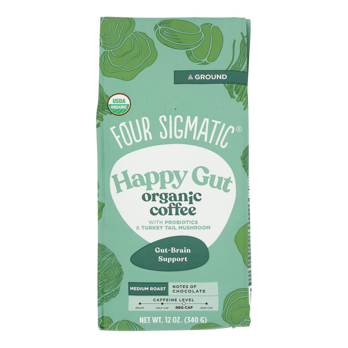 Four Sigmatic Happy Gut Ground Coffee - 10 oz - Pack of 8 - Mushroom Coffee for Gut Health