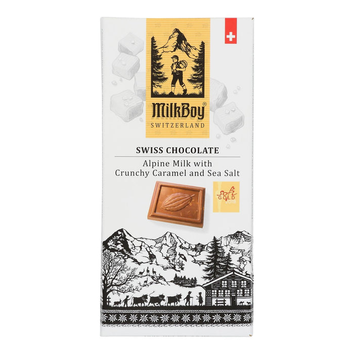 Milkboy Swiss Alpine Milk Chocolate Caramel Bar - Pack of 10 (3.5 Oz Each)