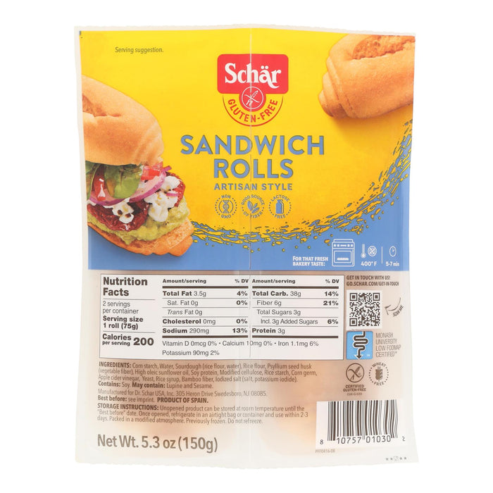 Schar Gluten Free Sandwich Rolls, 7 Rolls - 5.3 Oz Case