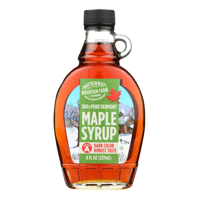 Butternut Mountain Farm Dark Maple Syrup - Grade A - 8 fl oz Glass  - 12 Count Case