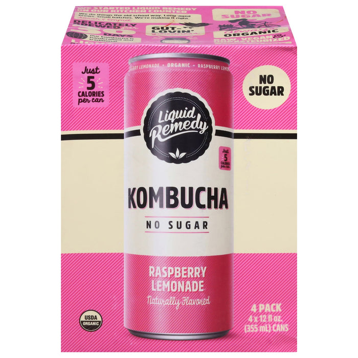 Remedy Kombucha Organic Raspberry Lemonade, 6 pack of 4/12 fl oz