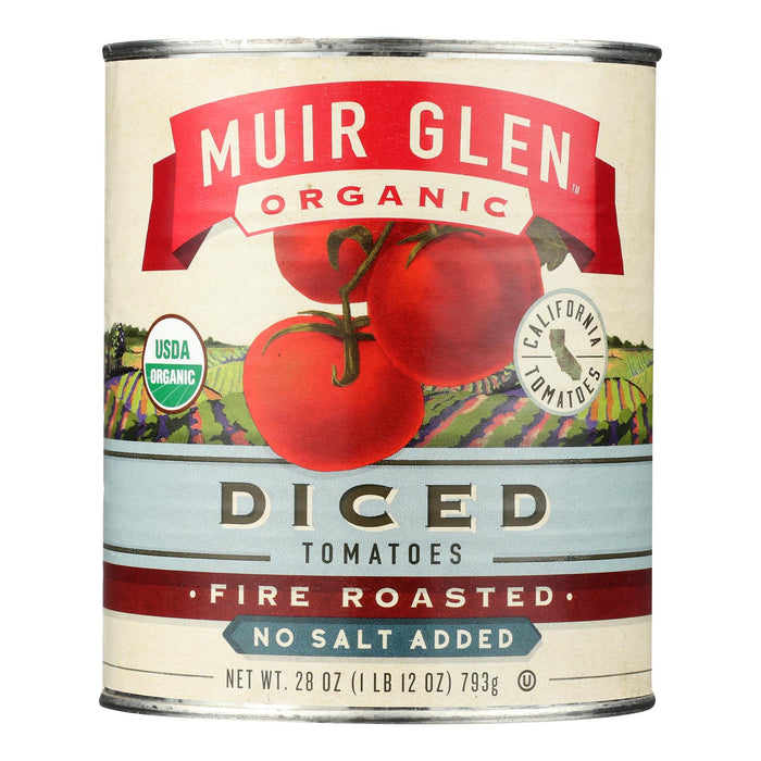 Muir Glen Organic Fire Roasted Diced Tomatoes, No Salt Added, 28 oz (Case of 12) - Organic Tomatoes
