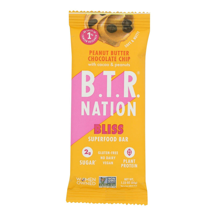B.t.r. Bar Protein Bar, Chocolate Chip Bliss - Pack of 12 - 1.2 Oz