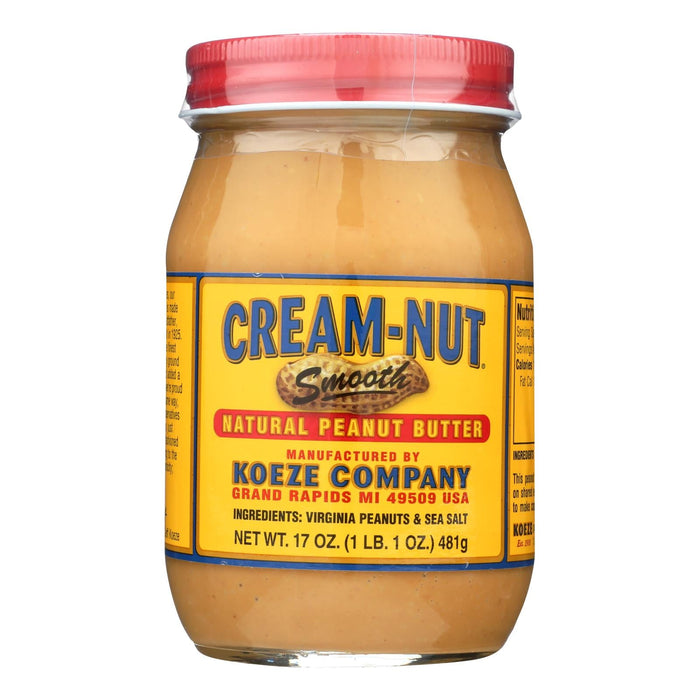Cream Nut Natural Smooth Peanut Butter - 17 Oz - Pack of 6