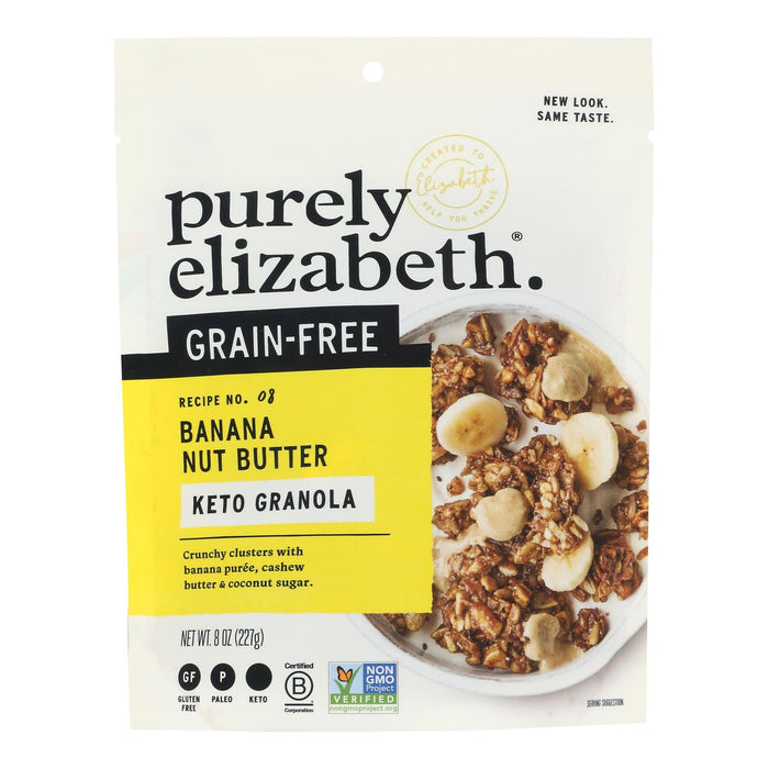 Purely Elizabeth Grain-Free Granola, Banana Nut Butter, 8 oz, Pack of 6 - Gluten-Free & Paleo