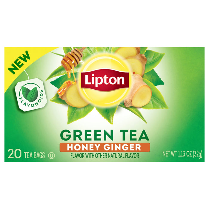 Lipton Green Tea Bags - Honey Ginger Flavor - 20 Count (Pack of 6)