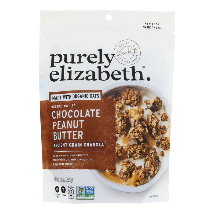 Purely Elizabeth Chocolate Sea Salt Peanut Butter Granola, Pack of 6, 10 oz - Gluten-Free & Organic