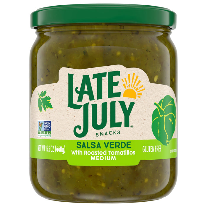 Late July Snacks Salsa Verde Medium Salsa, 15.5 Oz, Pack of 12