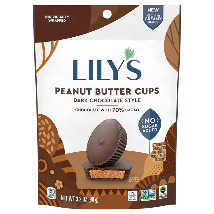 Lily's Dark Chocolate Peanut Butter Cups, (Pack of 12) - 3.2 Oz Each