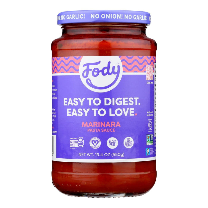 Fody Marinara Pasta Sauce - Low FODMAP, Gluten-Free - Pack of 6 (19.4 Oz )