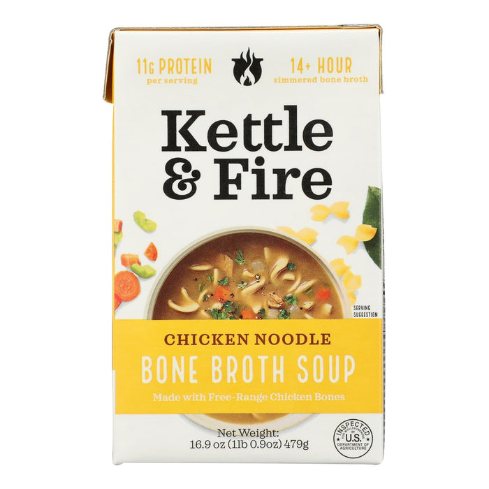 Kettle & Fire Bone Broth: Organic Chicken Noodle, 6 x 16 oz.