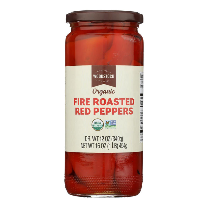Woodstock Roasted Red Peppers, Organic, 12-16 oz  (Pack of 12)