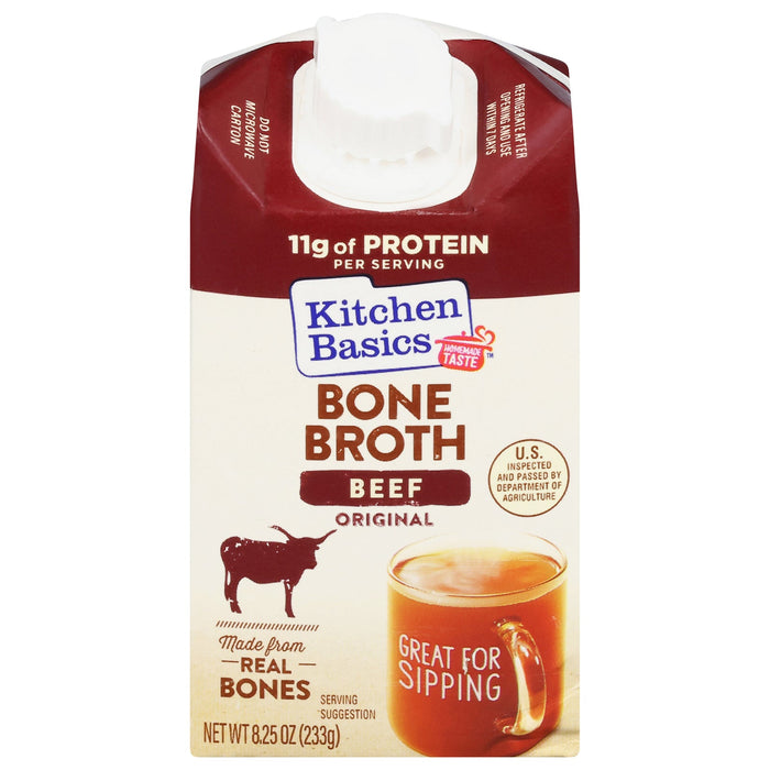 Kitchen Basics Beef Bone Broth - 12 x 8.25 fl oz - Rich Flavorful Stock