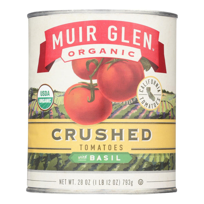 Muir Glen Crushed Tomatoes with Basil, 28 oz (Case of 12) - Organic, Fresh, Tasty