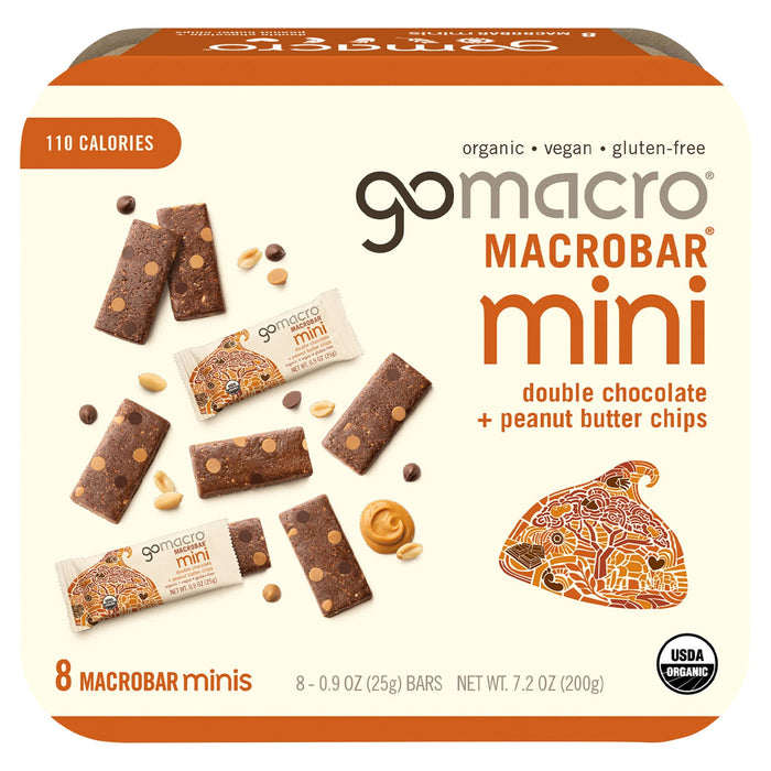 GoMacro Organic Mini Double Chocolate Peanut Butter Bar - 8 Pack of 7.2 Oz