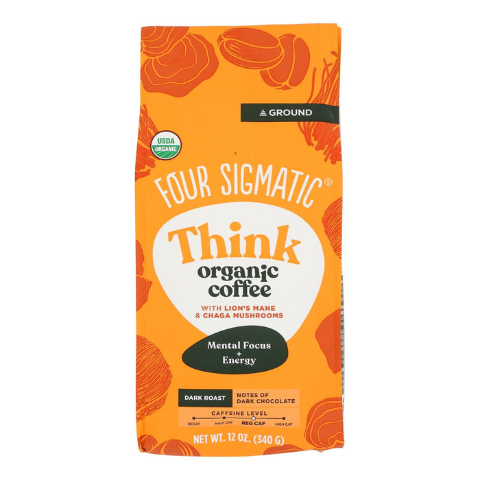 Four Sigmatic Think Ground Coffee - Organic Lion's Mane & Chaga - 10 oz - Pack of 8