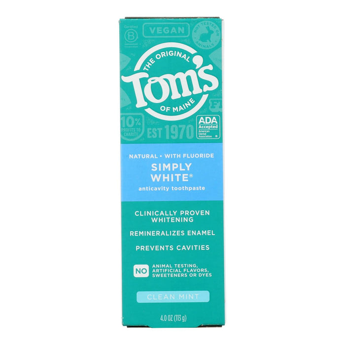 Tom's of Maine Simply White Clean Mint Toothpaste - 4 oz (Pack of 6)