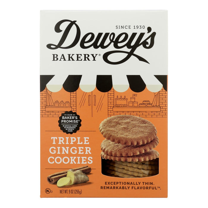 Deweys Bakery Moravian Ginger Cookie Thins - 6 x 9 Oz Case - Triple Ginger Crisps