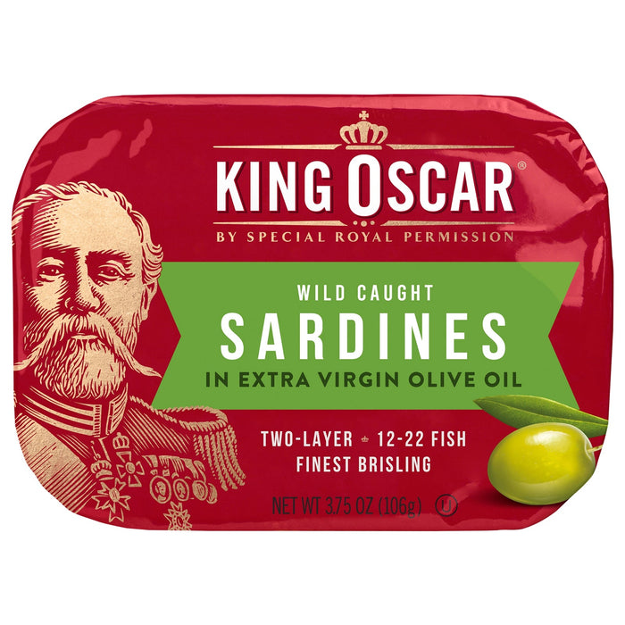 King Oscar Wild Caught Sardines in Extra Virgin Olive Oil, 12-Pack, 3.75 oz