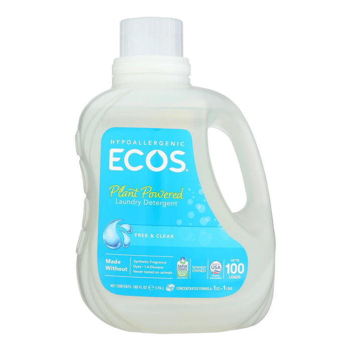 Earth Friendly Ecos Ultra Free & Clear Laundry Detergent - 100 Fl Oz - Natural & Gentle